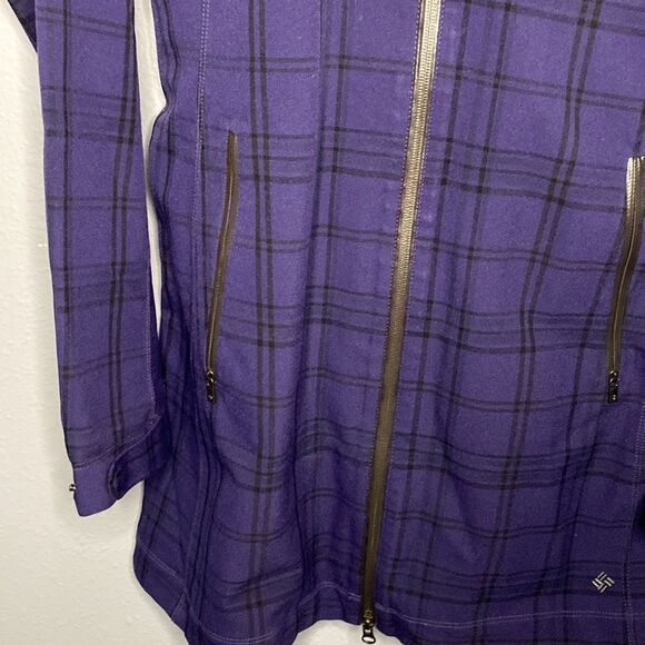 Columbia Dusk 2 Dawn Purple Omni Heat Jacket Plaid Full Zip Hooded Size Large - Picture 7 of 12